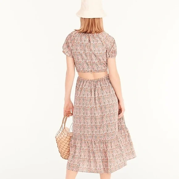 NWT J.Crew Side-cutout cotton dress in Liberty Giorgia Duke print size 4 - Picture 8 of 8